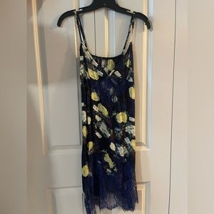 Free people navy floral lace slip